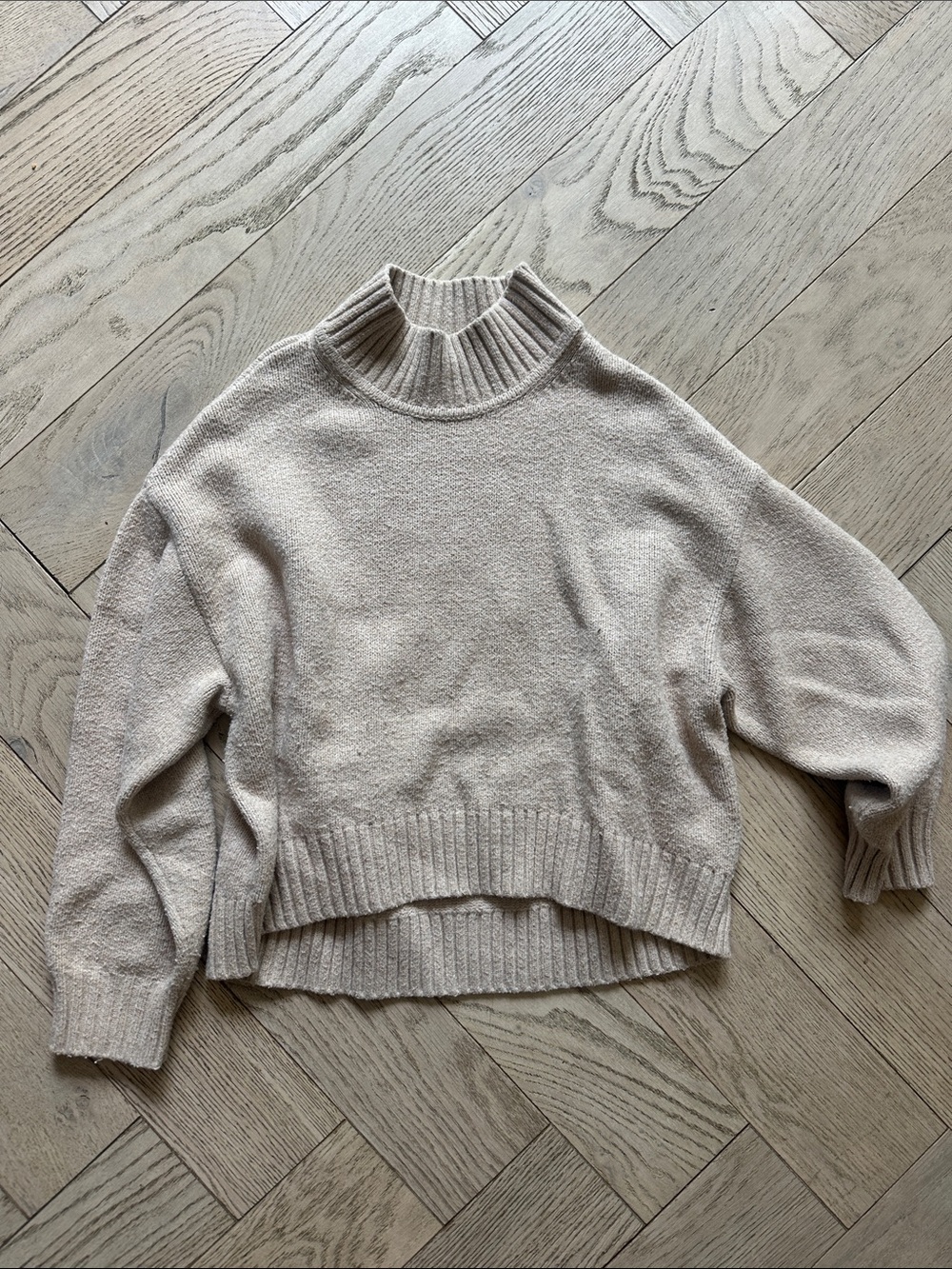 Kids Cream Mock Neck Sweater